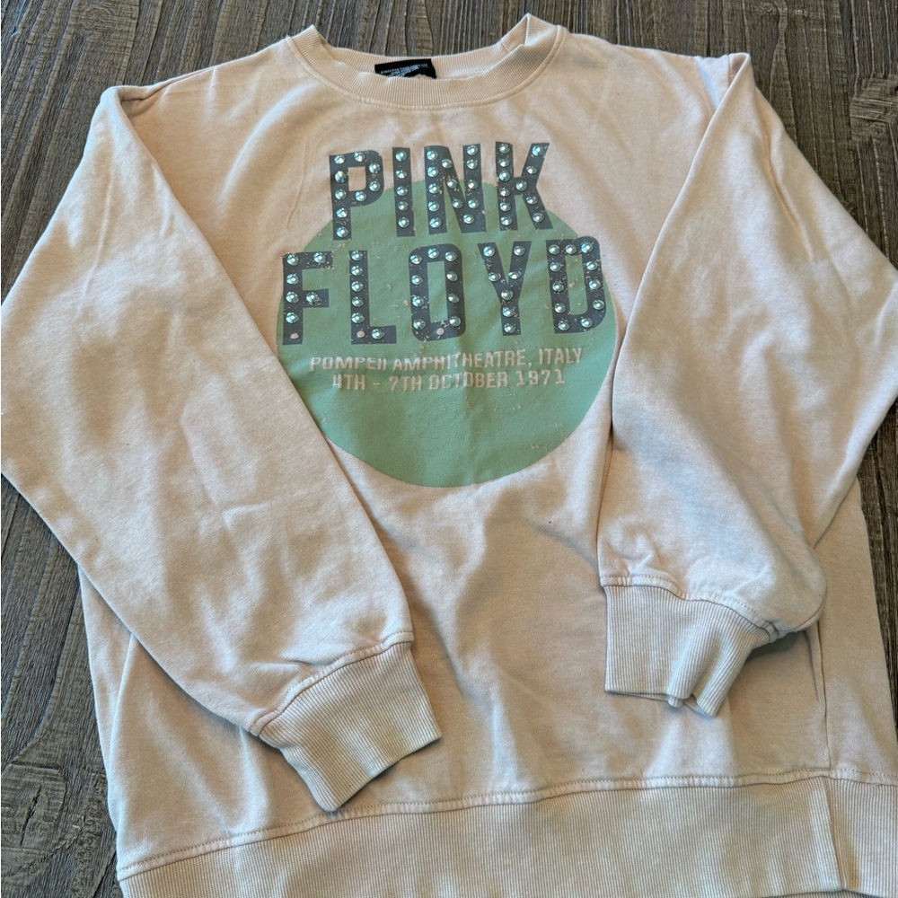 Pink Floyd Men's Crewneck Sweatshirt in Light Pink with Mint Graphic